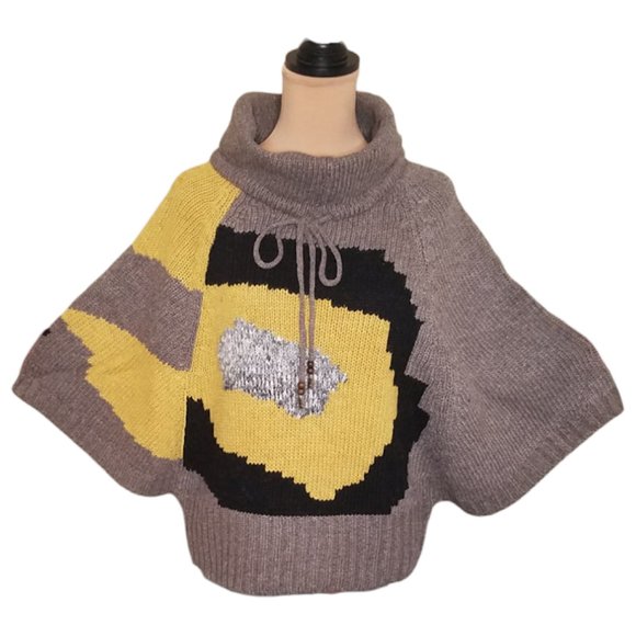 Vertigo Paris Printed Drawstring Cowl Neck Sweater, Vertigo Sz S - Picture 3 of 5